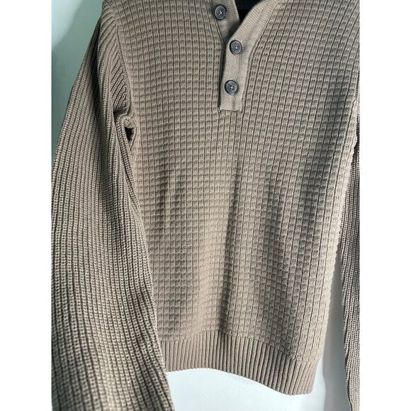Ethan Pierce Men’s M Cable Knit Sweater Light Brown Button Neck Pullover - Picture 4 of 6